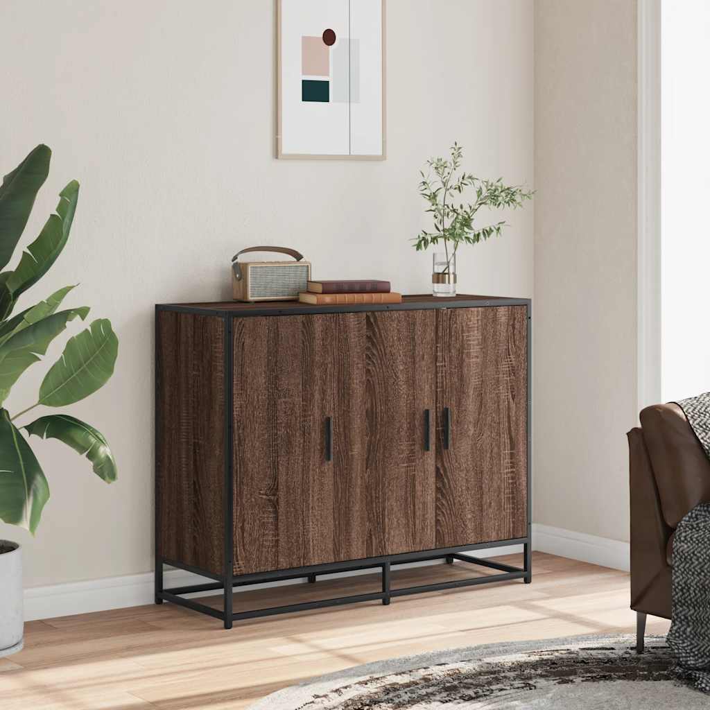 vidaXL Dressoir 94x35x76 cm bewerkt hout gerookt eikenkleurig - Aashly