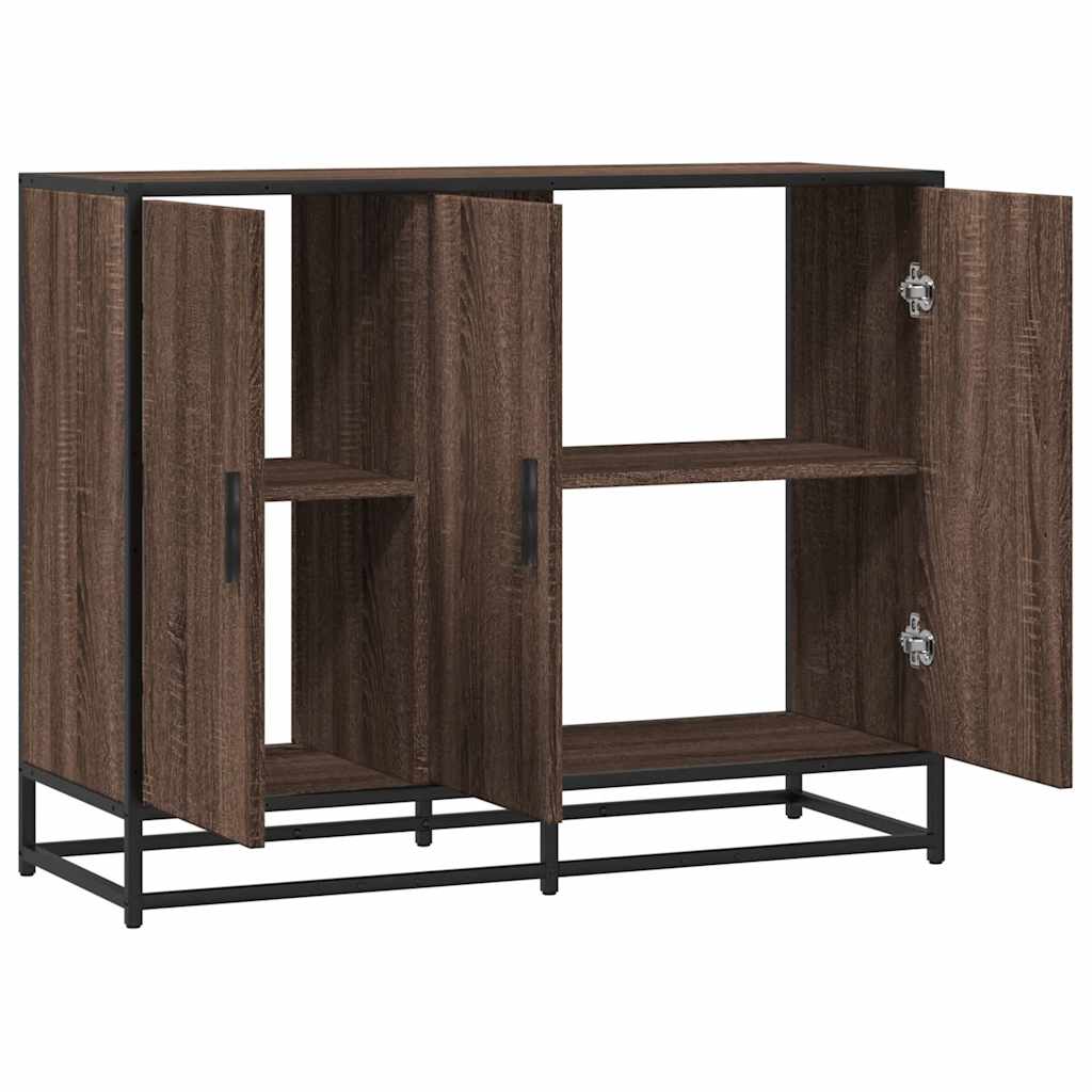 vidaXL Dressoir 94x35x76 cm bewerkt hout gerookt eikenkleurig - Aashly