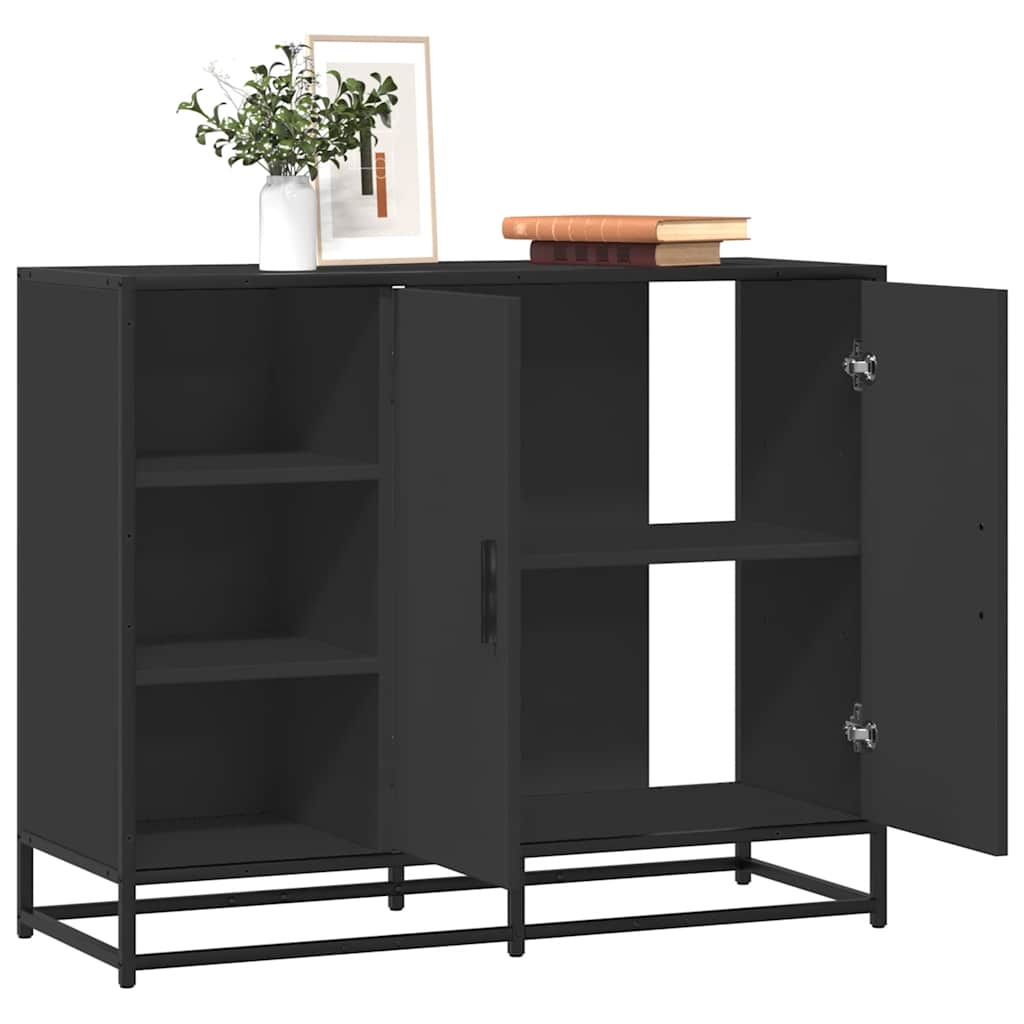 vidaXL Dressoir 92x35x76 cm bewerkt hout zwart - Aashly
