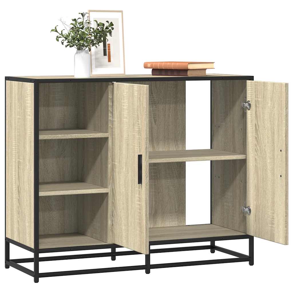 vidaXL Dressoir 92x35x76 cm bewerkt hout zwart - Aashly