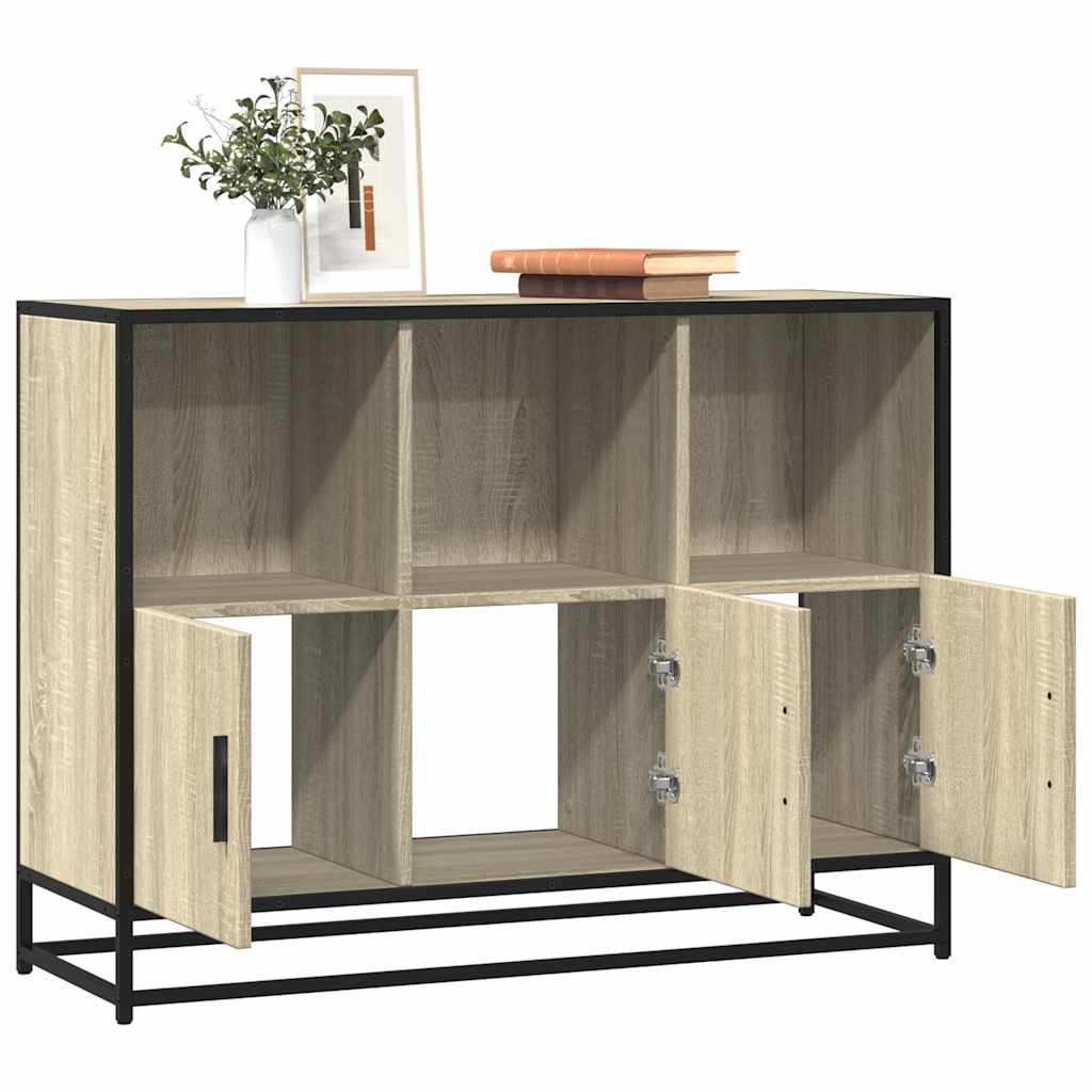 vidaXL Dressoir 100x35x76 cm bewerkt hout gerookt eikenkleurig - Aashly