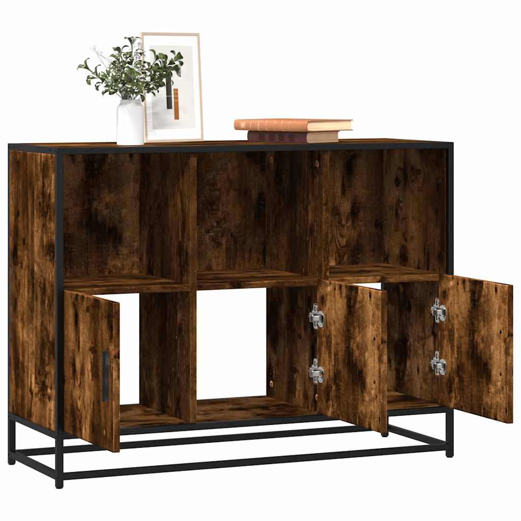 vidaXL Dressoir 100x35x76 cm bewerkt hout gerookt eikenkleurig - Aashly