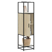vidaXL Hoge kast 35,5x35x139 cm bewerkt hout en metaal bruin eiken - Aashly