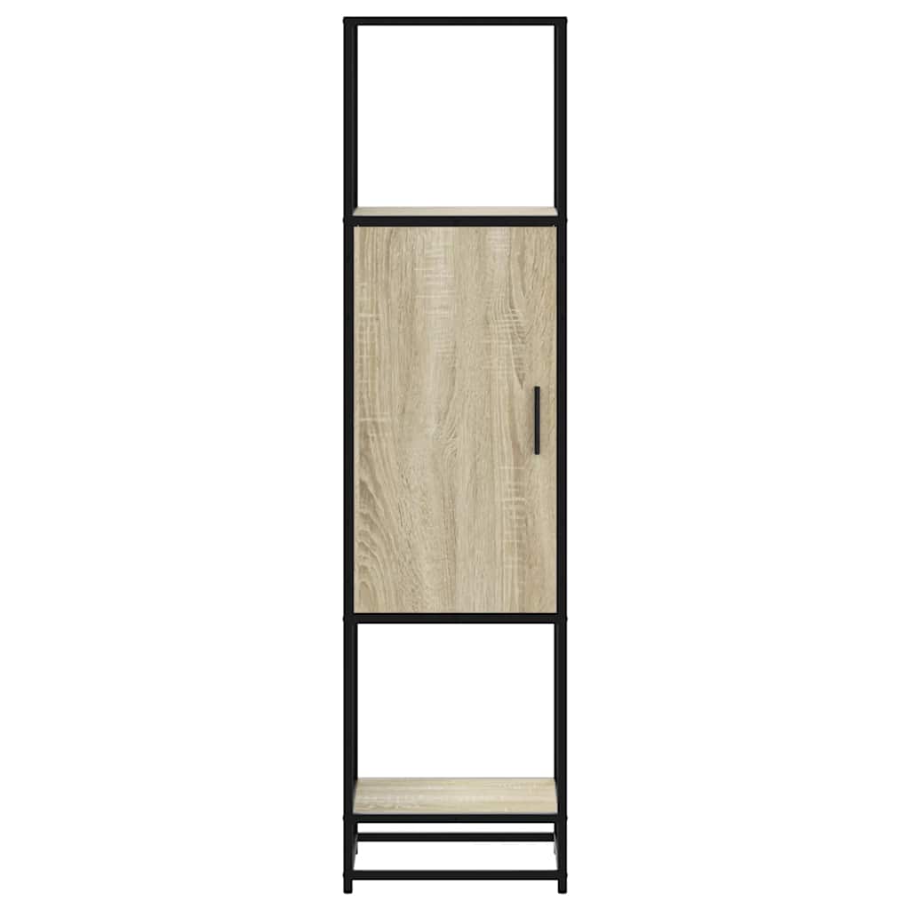 vidaXL Hoge kast 35,5x35x139 cm bewerkt hout en metaal bruin eiken - Aashly
