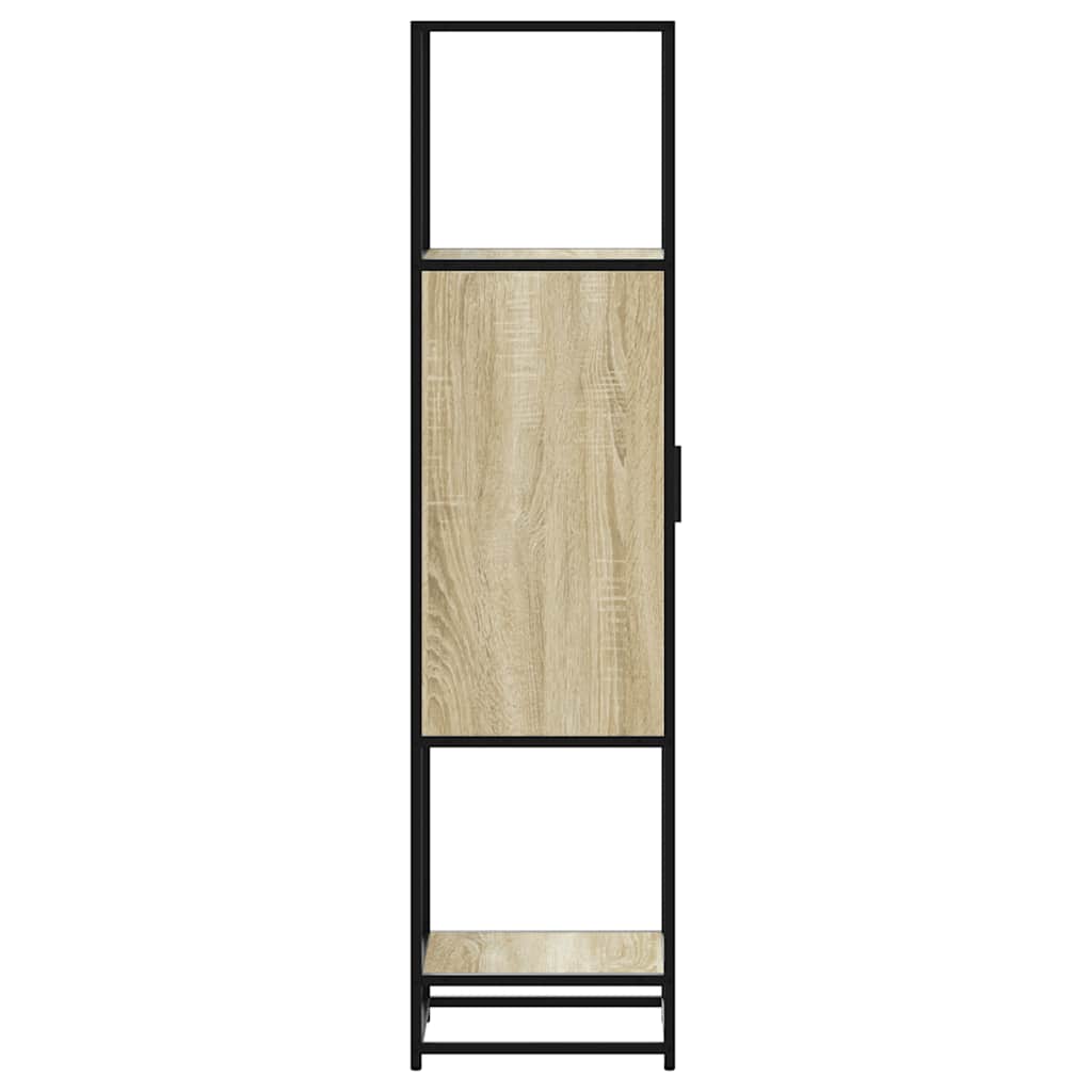 vidaXL Hoge kast 35,5x35x139 cm bewerkt hout en metaal bruin eiken - Aashly