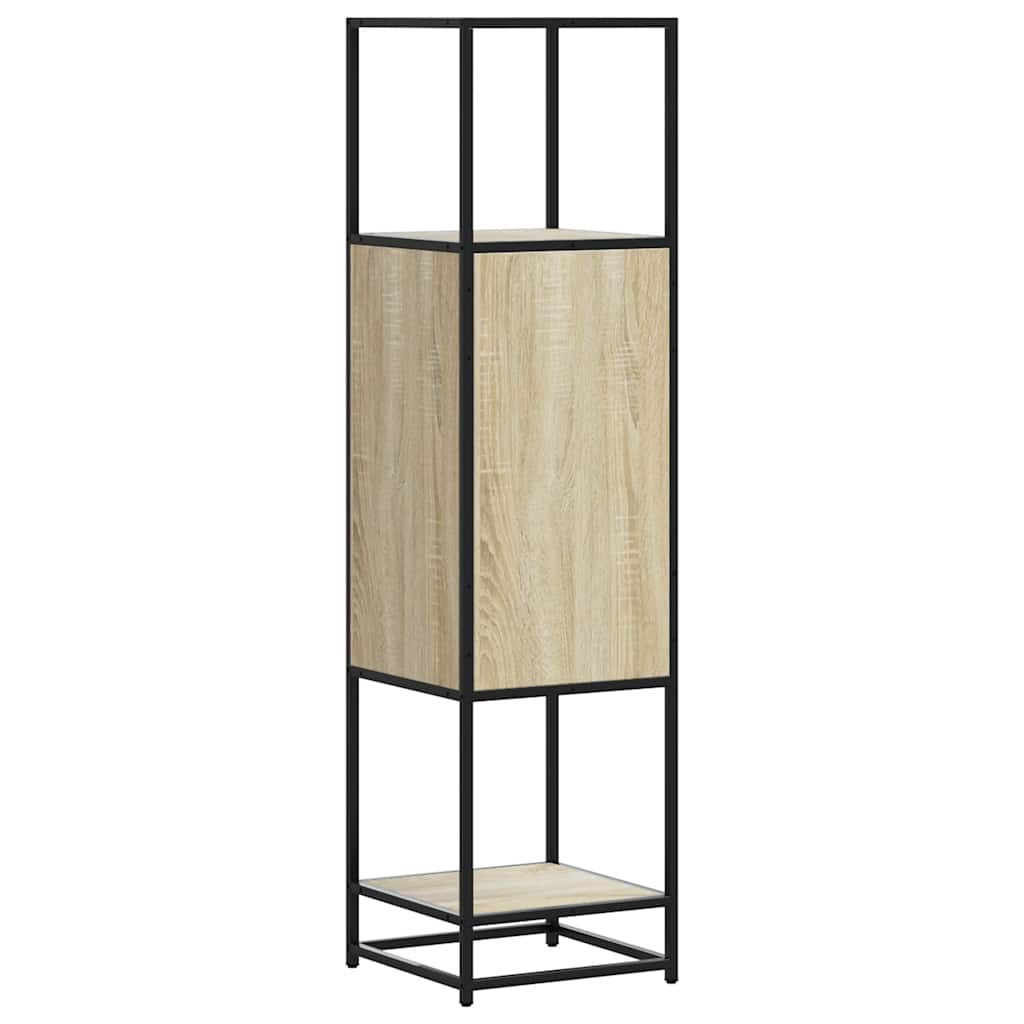 vidaXL Hoge kast 35,5x35x139 cm bewerkt hout en metaal bruin eiken - Aashly