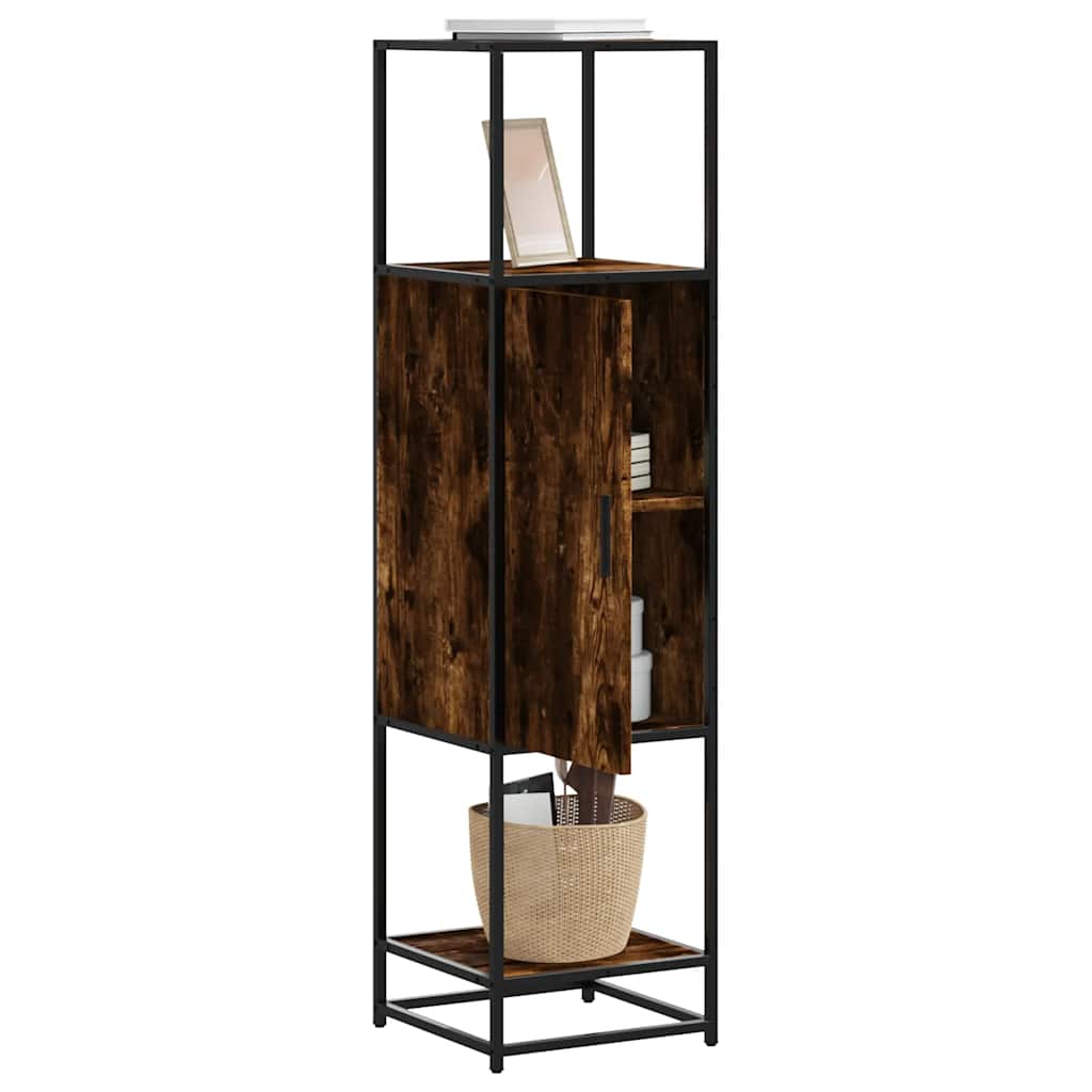 vidaXL Hoge kast 35,5x35x139 cm bewerkt hout en metaal bruin eiken - Aashly