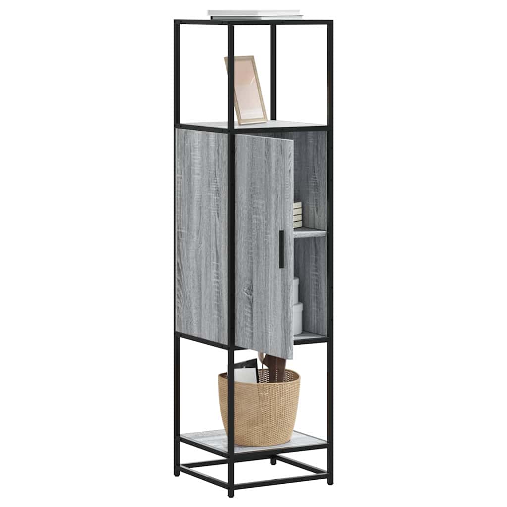 vidaXL Hoge kast 35,5x35x139 cm bewerkt hout en metaal bruin eiken - Aashly