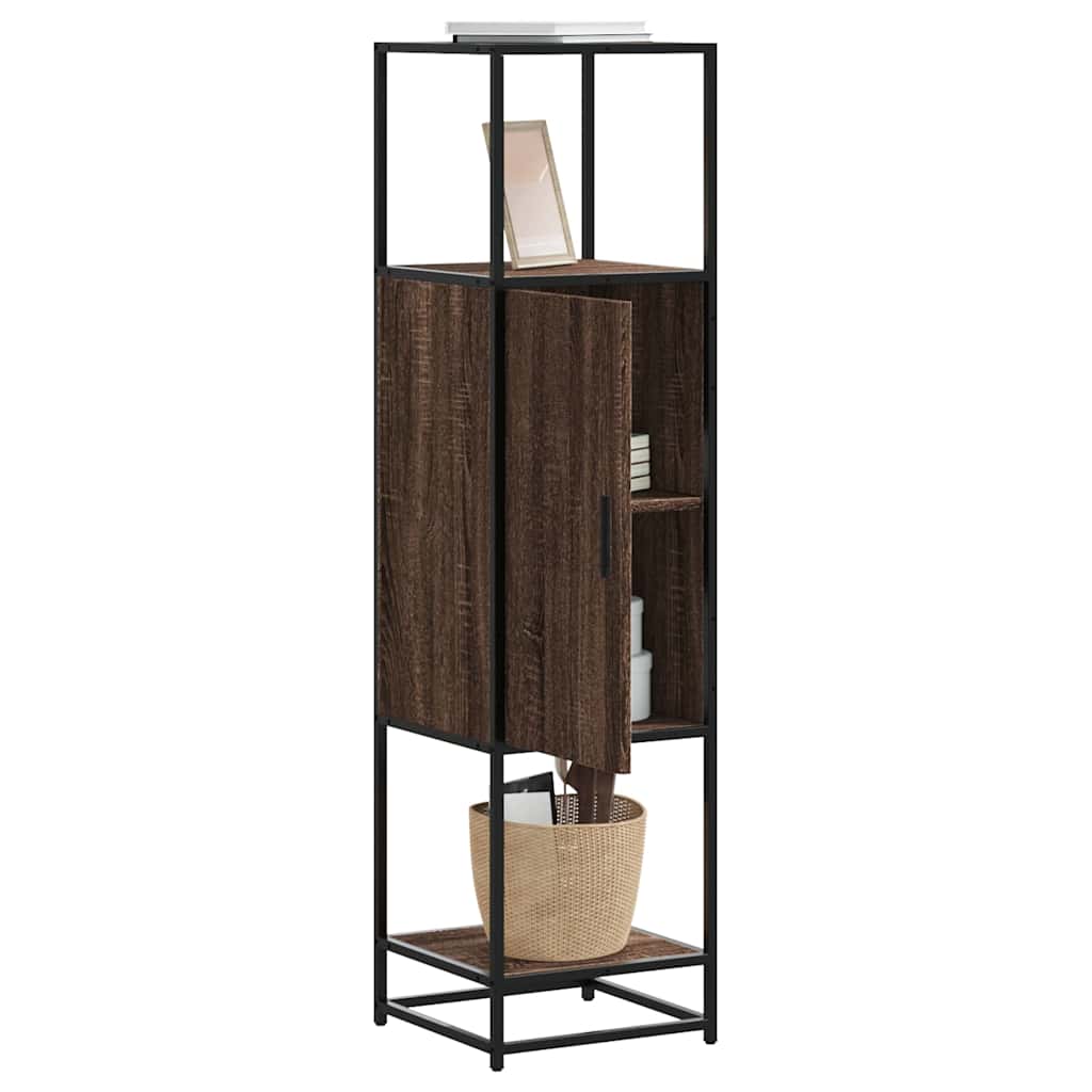 vidaXL Hoge kast 35,5x35x139 cm bewerkt hout en metaal bruin eiken - Aashly