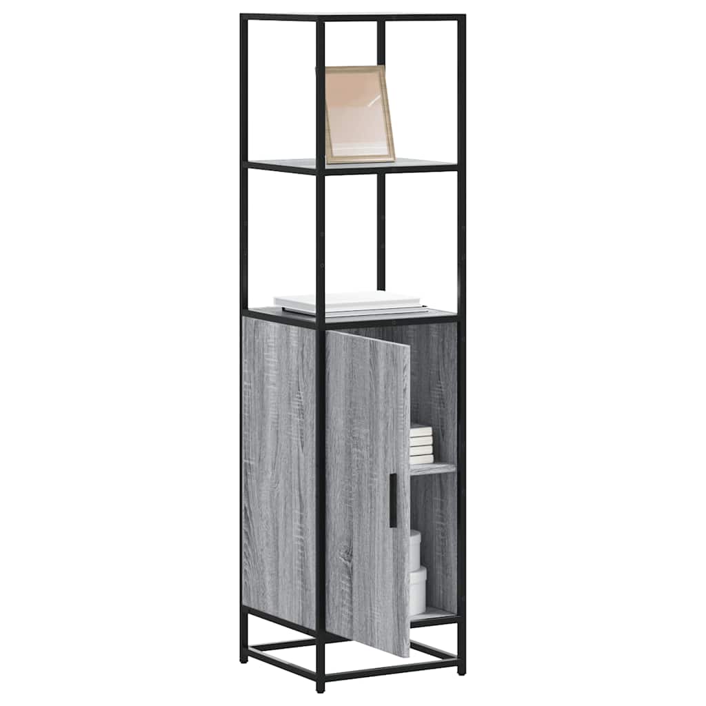 vidaXL Hoge kast 35,5x35x139 cm bewerkt hout en metaal gerookt eiken - Aashly