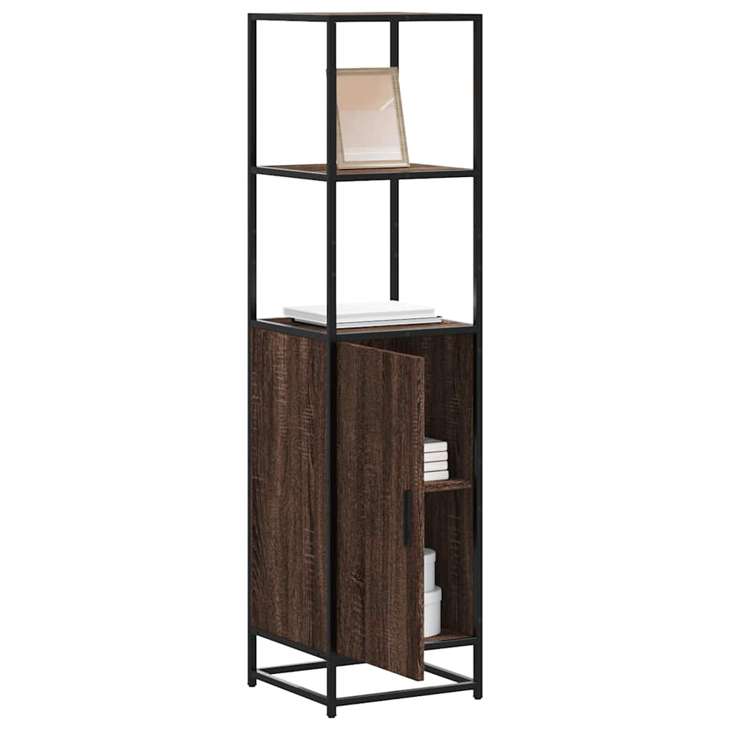 vidaXL Hoge kast 35,5x35x139 cm bewerkt hout en metaal gerookt eiken - Aashly