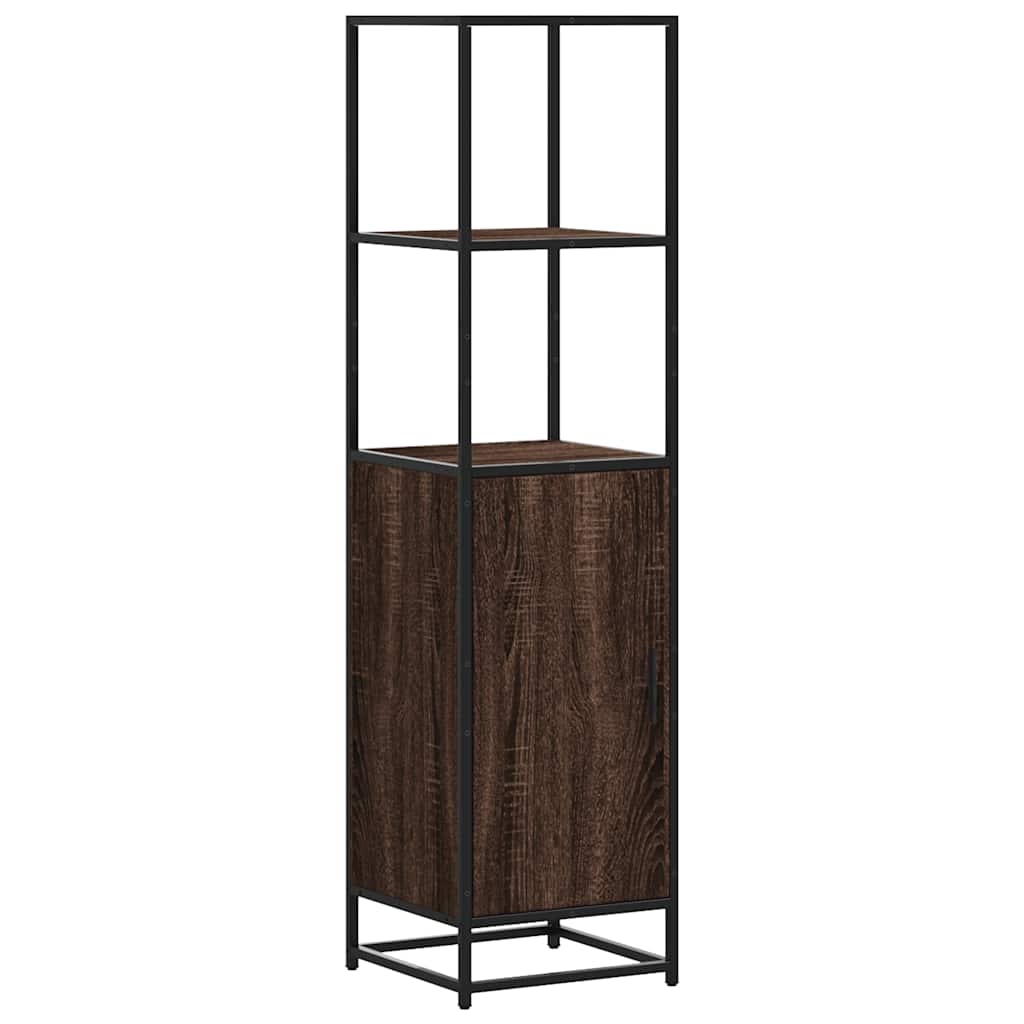 vidaXL Hoge kast 35,5x35x139 cm bewerkt hout en metaal gerookt eiken - Aashly