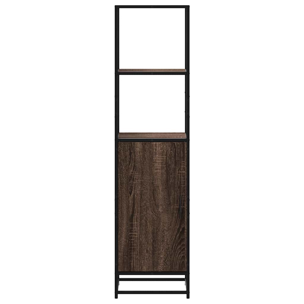 vidaXL Hoge kast 35,5x35x139 cm bewerkt hout en metaal gerookt eiken - Aashly