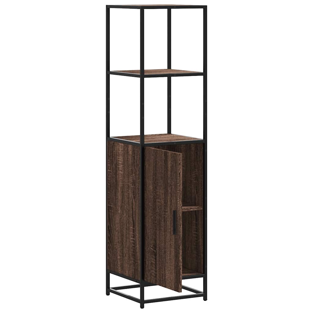 vidaXL Hoge kast 35,5x35x139 cm bewerkt hout en metaal gerookt eiken - Aashly