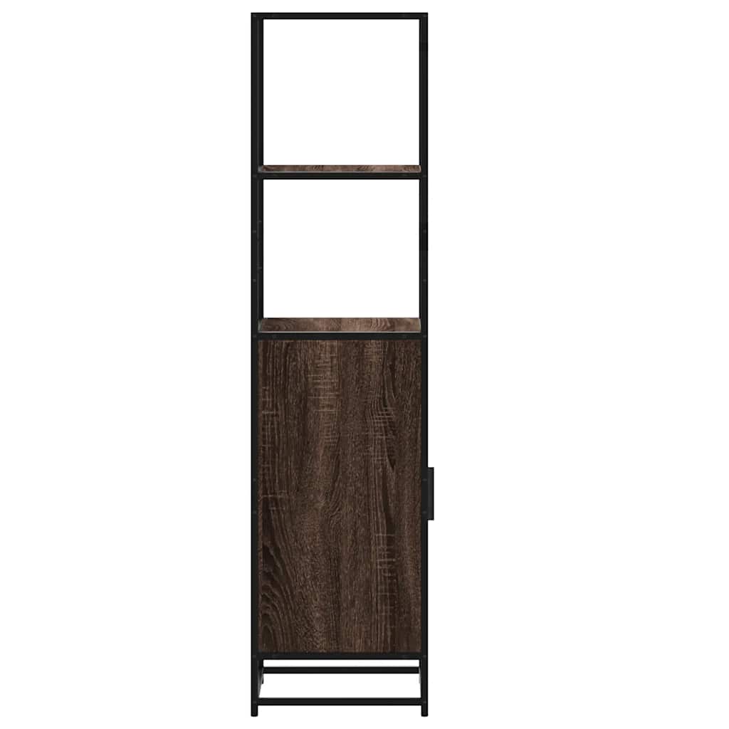 vidaXL Hoge kast 35,5x35x139 cm bewerkt hout en metaal gerookt eiken - Aashly