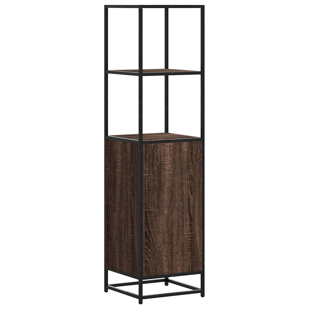 vidaXL Hoge kast 35,5x35x139 cm bewerkt hout en metaal gerookt eiken - Aashly