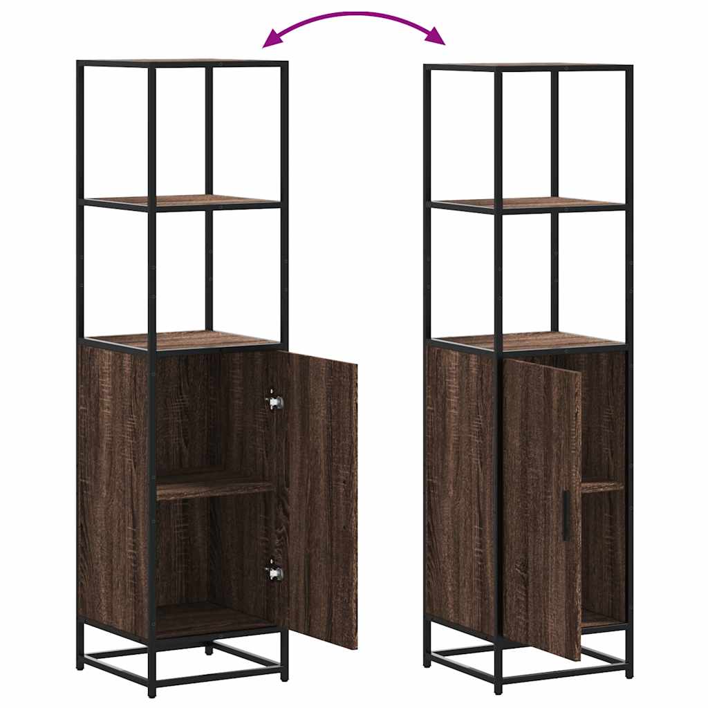 vidaXL Hoge kast 35,5x35x139 cm bewerkt hout en metaal gerookt eiken - Aashly