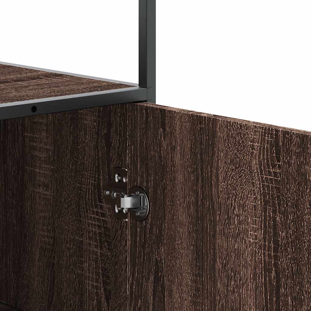 vidaXL Hoge kast 35,5x35x139 cm bewerkt hout en metaal gerookt eiken - Aashly