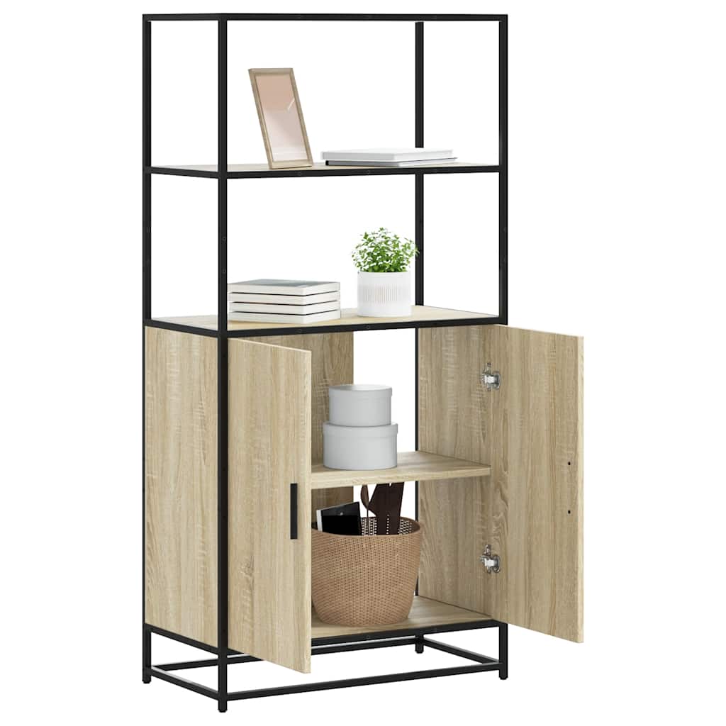vidaXL Hoge kast 68x35x139cm bewerkt hout en metaal grijs sonoma eiken - Aashly