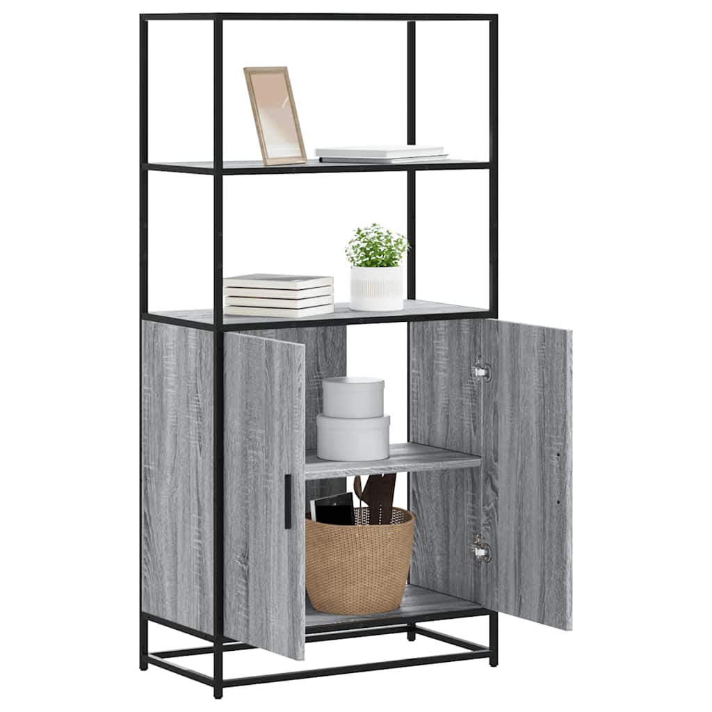vidaXL Hoge kast 68x35x139cm bewerkt hout en metaal grijs sonoma eiken - Aashly
