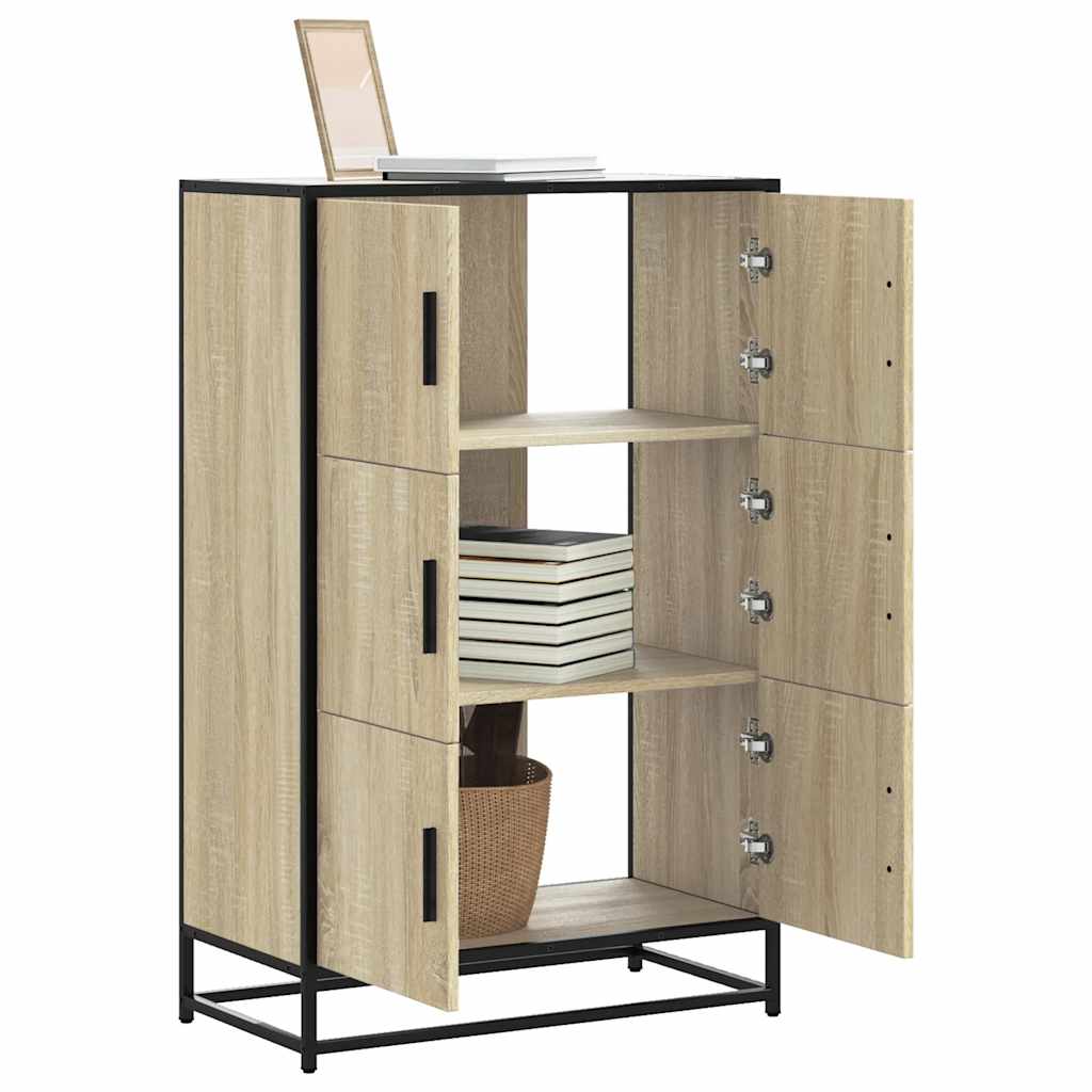 vidaXL Hoge kast 68x35x106,5 cm bewerkt hout en metaal gerookt eiken - Aashly