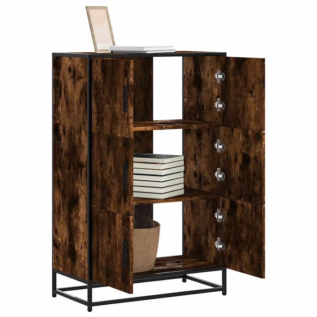 vidaXL Hoge kast 68x35x106,5 cm bewerkt hout en metaal gerookt eiken - Aashly