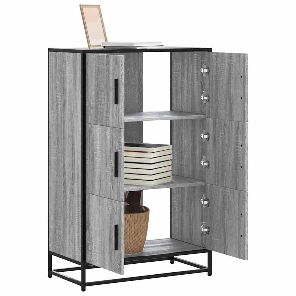 vidaXL Hoge kast 68x35x106,5 cm bewerkt hout en metaal gerookt eiken - Aashly