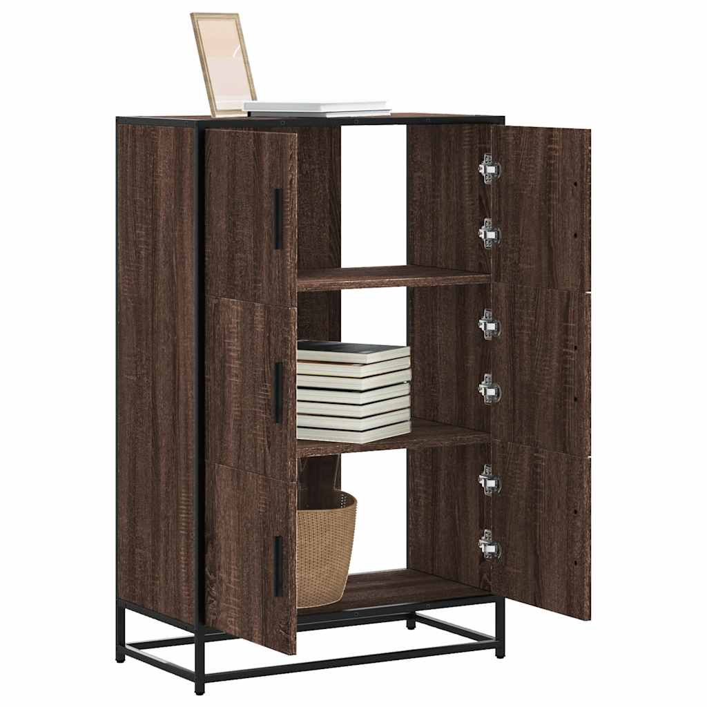 vidaXL Hoge kast 68x35x106,5 cm bewerkt hout en metaal gerookt eiken - Aashly