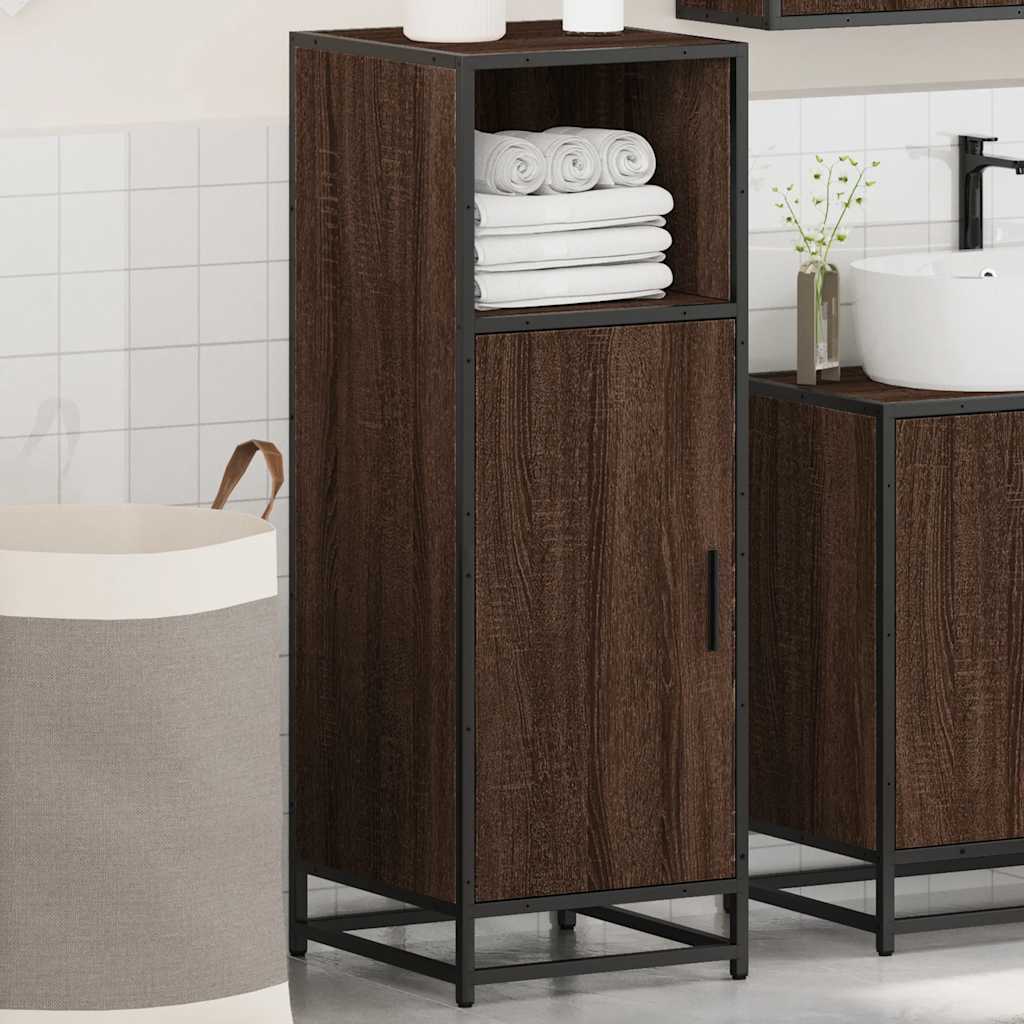 vidaXL Badkamerkast 35x37,5x100 cm bewerkt hout zwart - Aashly