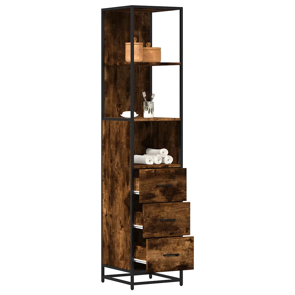 vidaXL Badkamerkast 35x37,5x166cm bewerkt hout grijs sonoma eikenkleur - Aashly