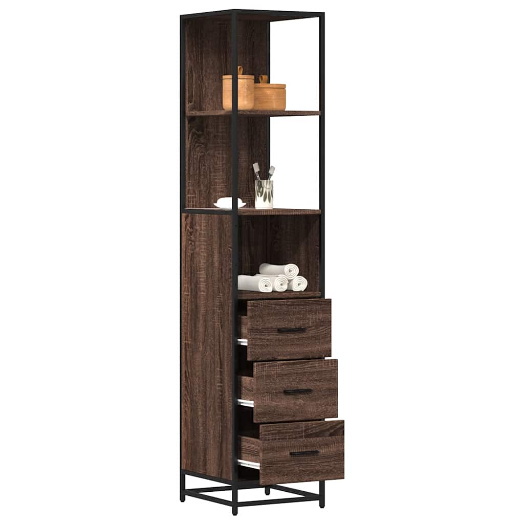vidaXL Badkamerkast 35x37,5x166cm bewerkt hout grijs sonoma eikenkleur - Aashly