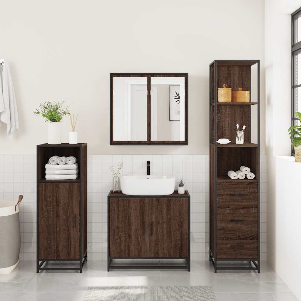 vidaXL Badkamerkast 35x37,5x166cm bewerkt hout grijs sonoma eikenkleur - Aashly