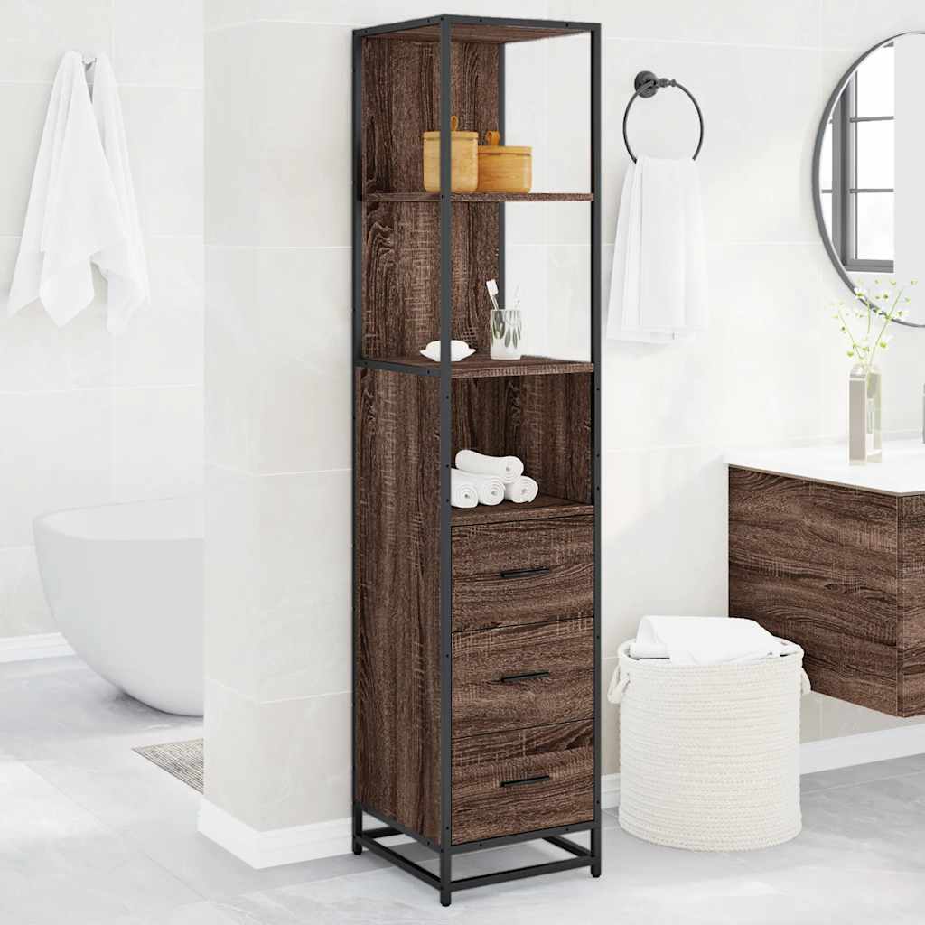 vidaXL Badkamerkast 35x37,5x166cm bewerkt hout grijs sonoma eikenkleur - Aashly