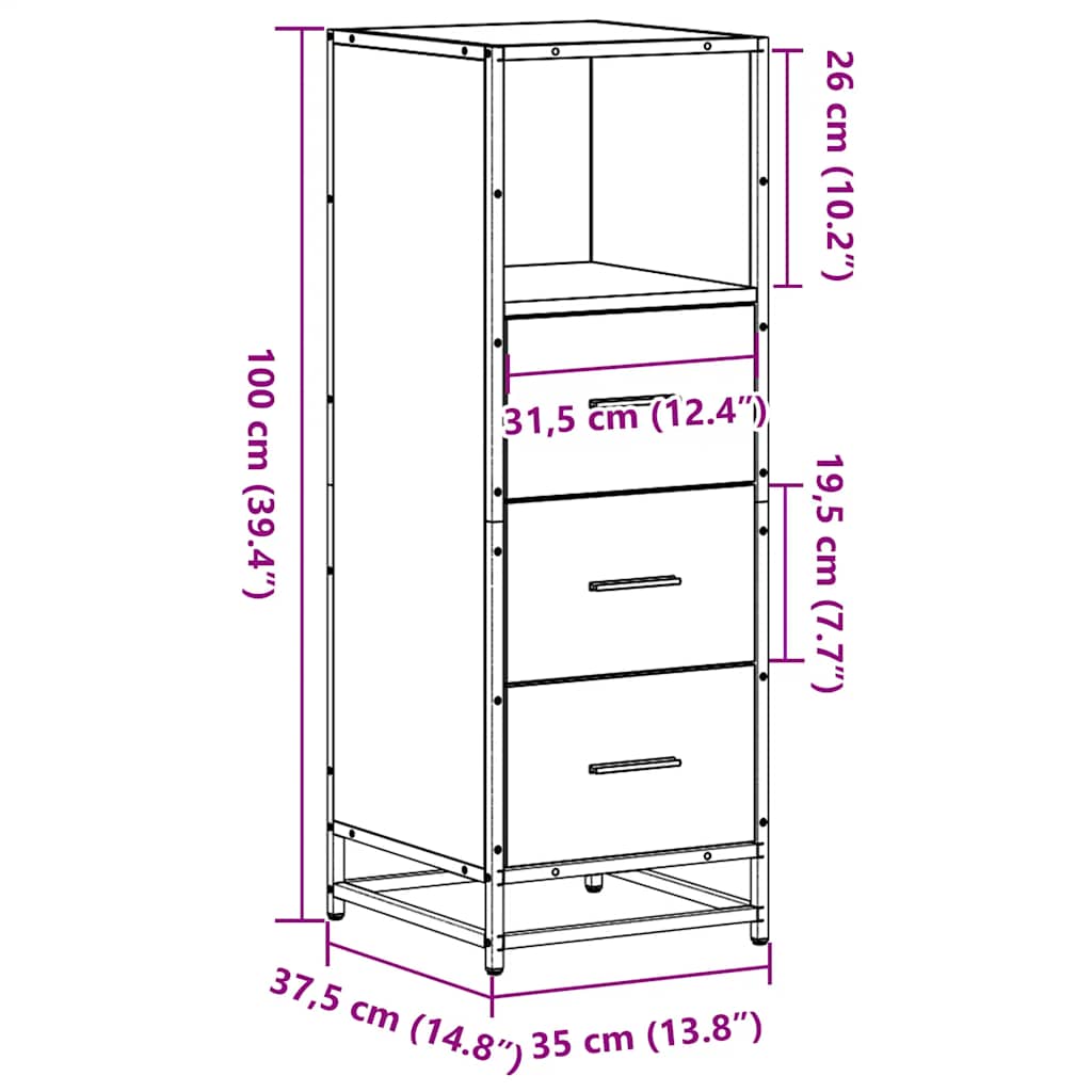 vidaXL Badkamerkast 35x37,5x100 cm bewerkt hout bruin eikenkleur - Aashly