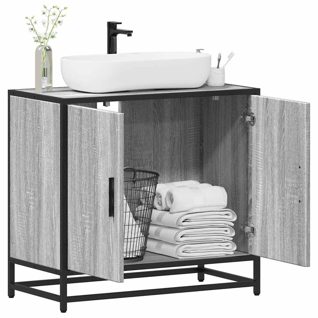 vidaXL Wastafelkast 65x33x60 cm bewerkt hout zwart - Aashly