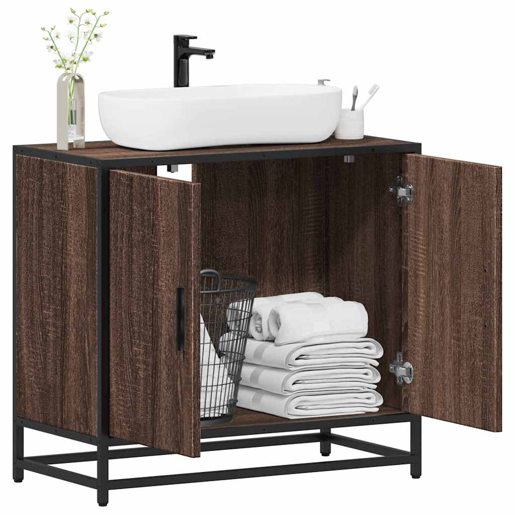 vidaXL Wastafelkast 65x33x60 cm bewerkt hout zwart - Aashly