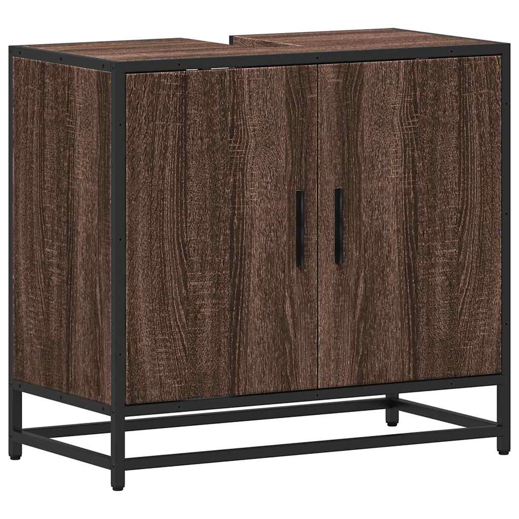 vidaXL Wastafelkast 65x33x60 cm bewerkt hout zwart - Aashly