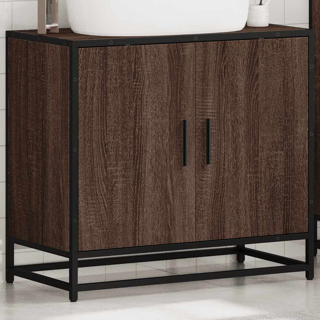 vidaXL Wastafelkast 65x33x60 cm bewerkt hout zwart - Aashly