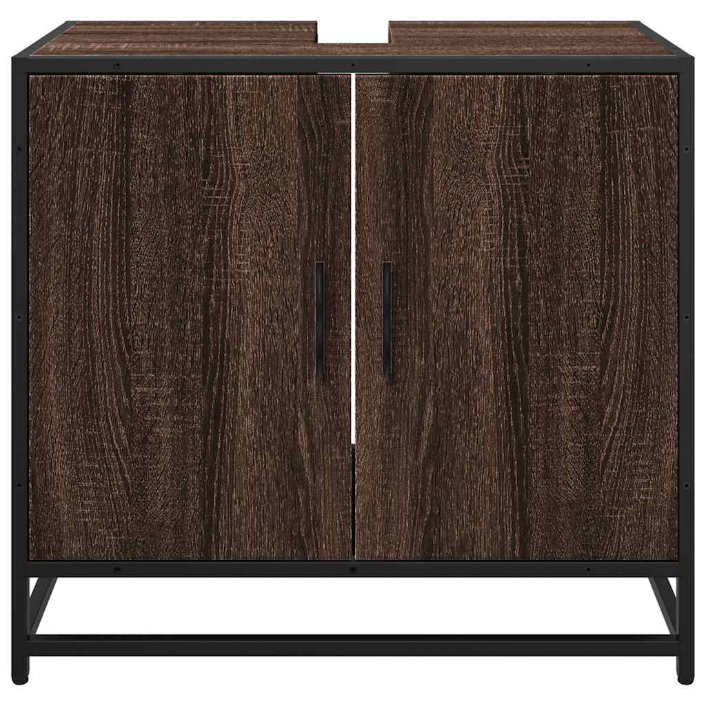 vidaXL Wastafelkast 65x33x60 cm bewerkt hout zwart - Aashly