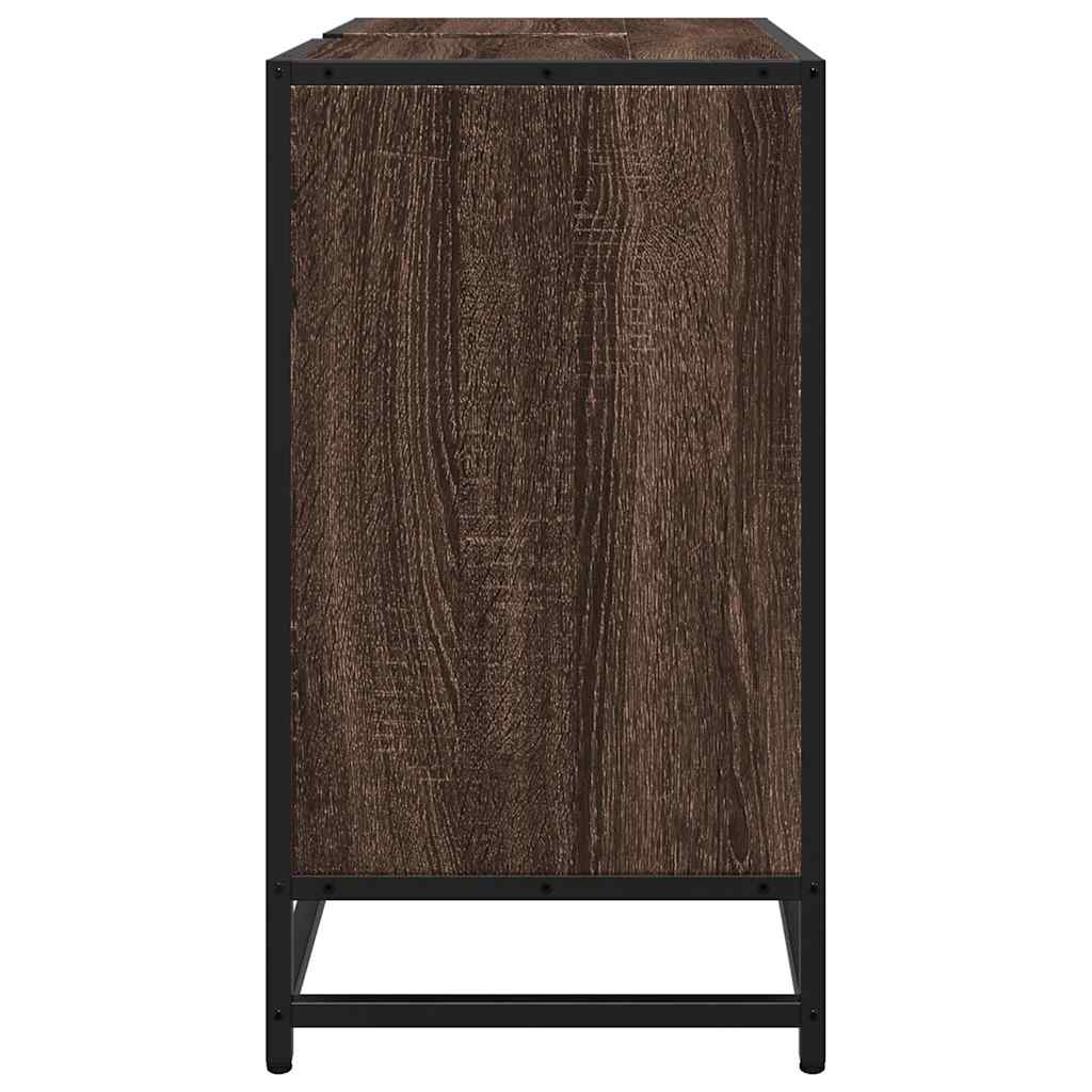 vidaXL Wastafelkast 65x33x60 cm bewerkt hout zwart - Aashly