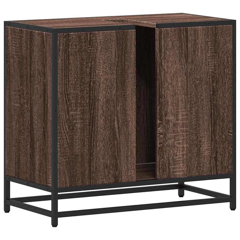 vidaXL Wastafelkast 65x33x60 cm bewerkt hout zwart - Aashly