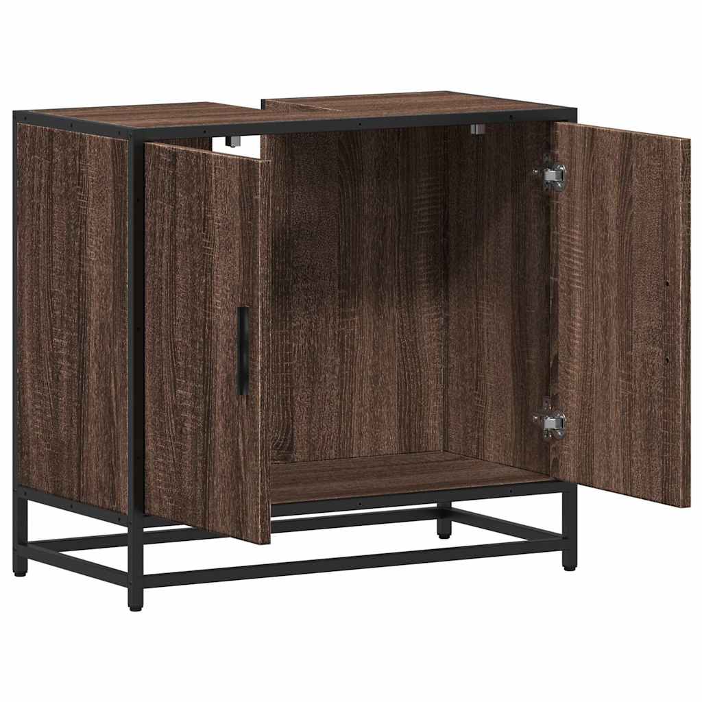 vidaXL Wastafelkast 65x33x60 cm bewerkt hout zwart - Aashly