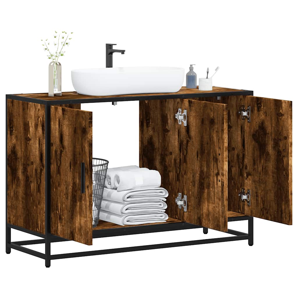 vidaXL Wastafelkast 90x33x60 cm bewerkt hout sonoma eikenkleurig - Aashly