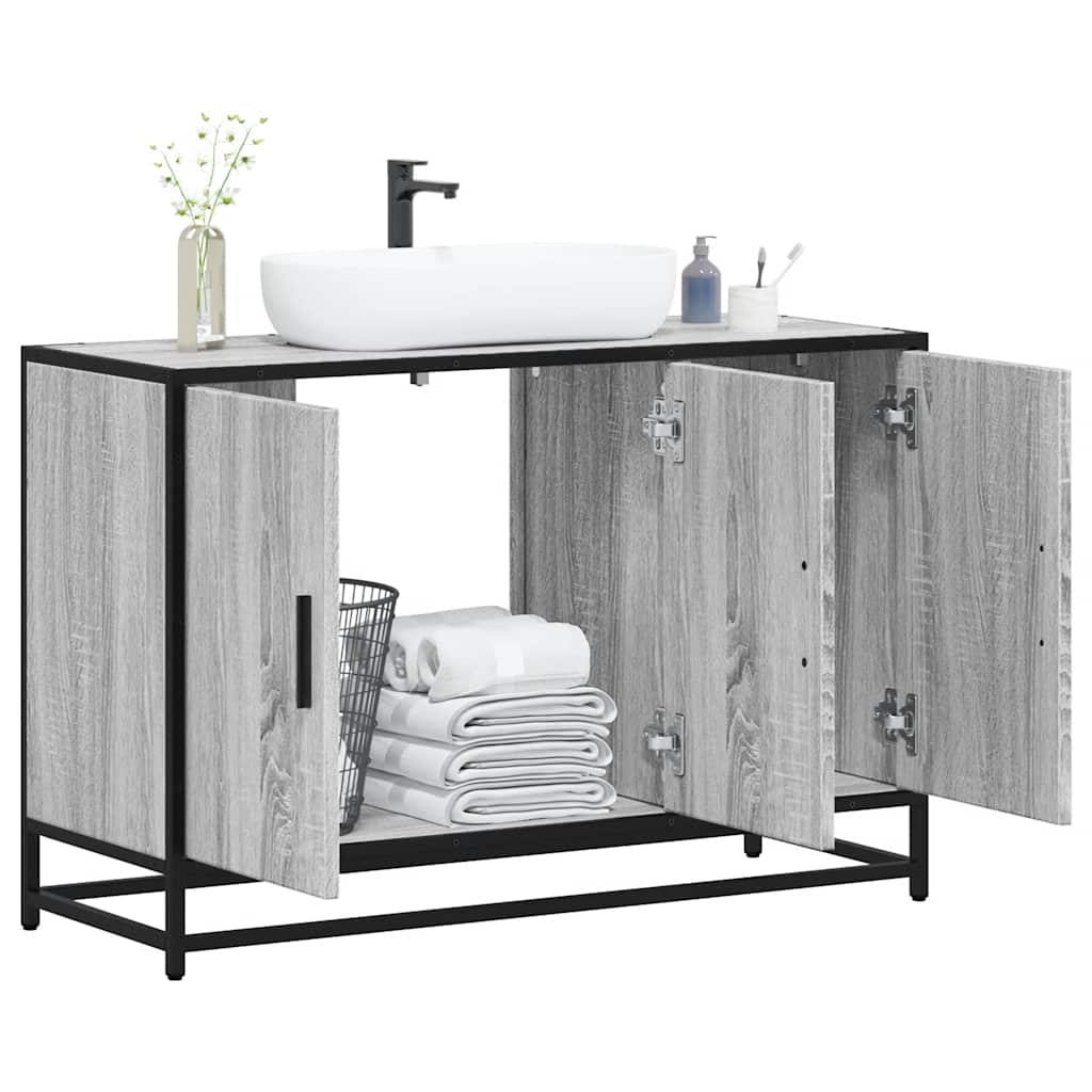 vidaXL Wastafelkast 90x33x60 cm bewerkt hout sonoma eikenkleurig - Aashly