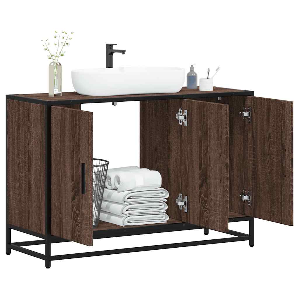 vidaXL Wastafelkast 90x33x60 cm bewerkt hout sonoma eikenkleurig - Aashly