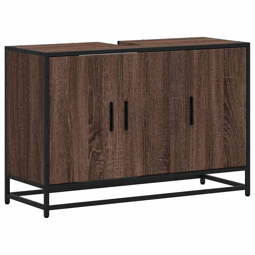 vidaXL Wastafelkast 90x33x60 cm bewerkt hout sonoma eikenkleurig - Aashly