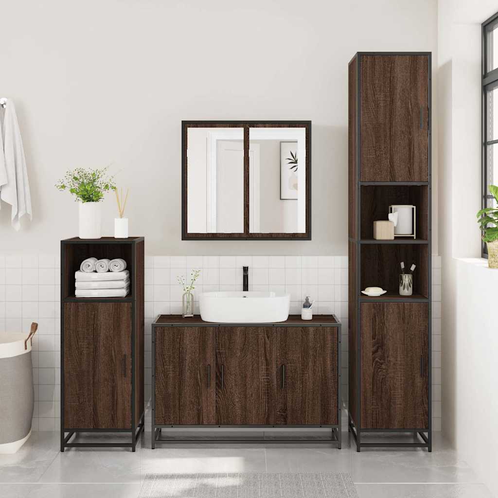 vidaXL Wastafelkast 90x33x60 cm bewerkt hout sonoma eikenkleurig - Aashly