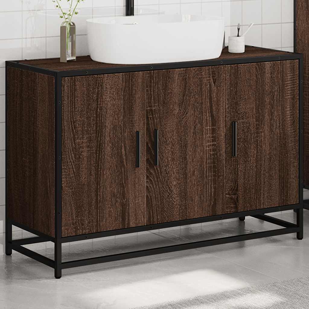 vidaXL Wastafelkast 90x33x60 cm bewerkt hout sonoma eikenkleurig - Aashly