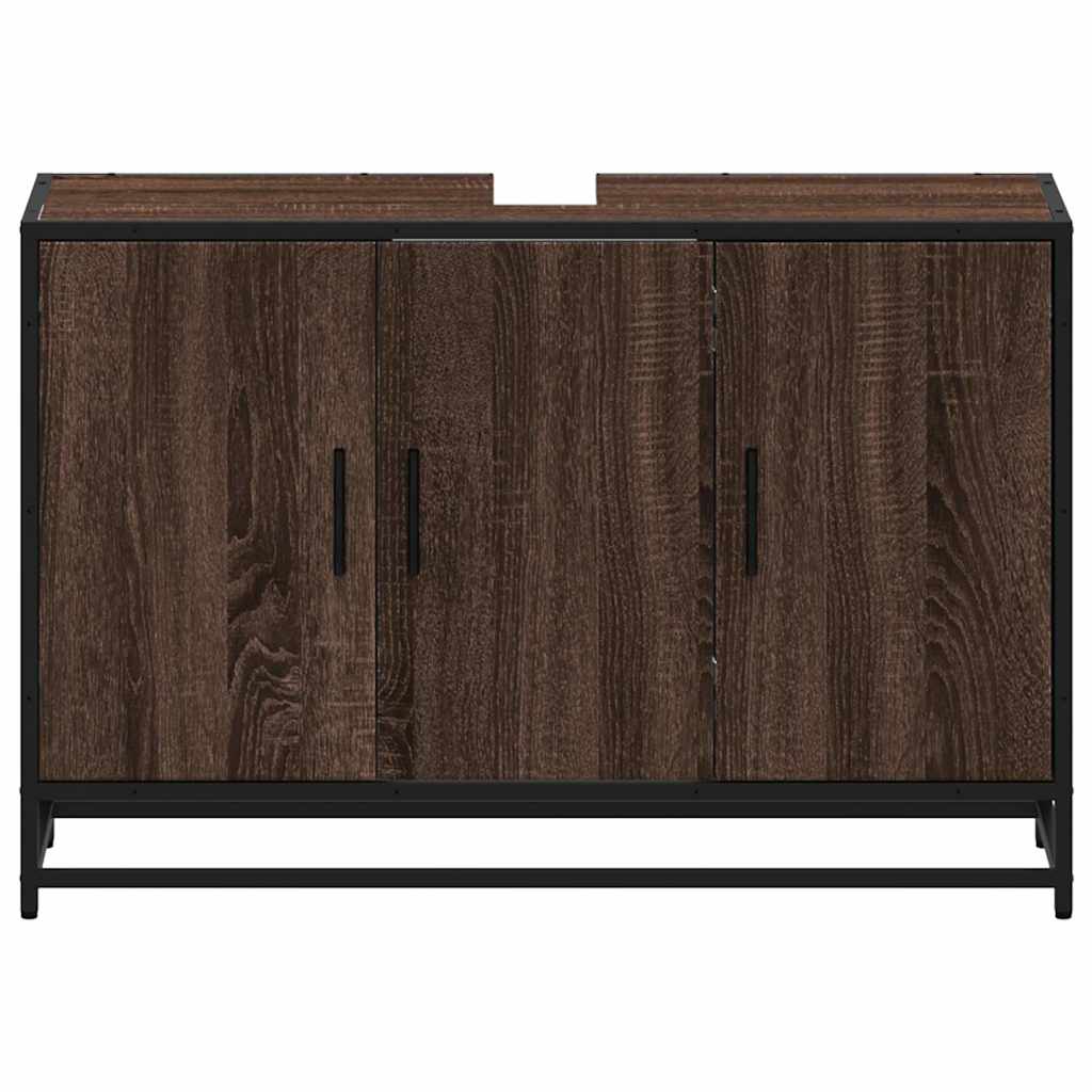 vidaXL Wastafelkast 90x33x60 cm bewerkt hout sonoma eikenkleurig - Aashly