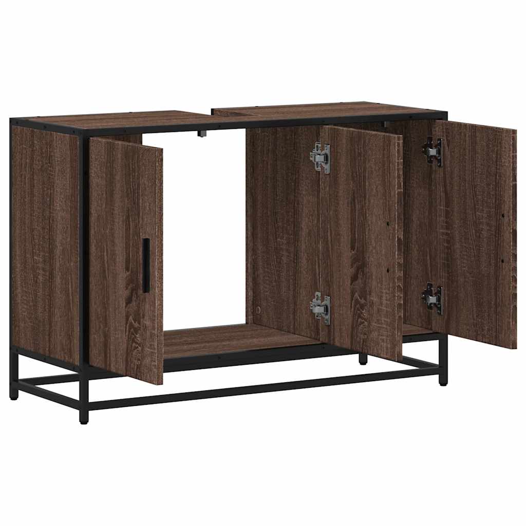 vidaXL Wastafelkast 90x33x60 cm bewerkt hout sonoma eikenkleurig - Aashly